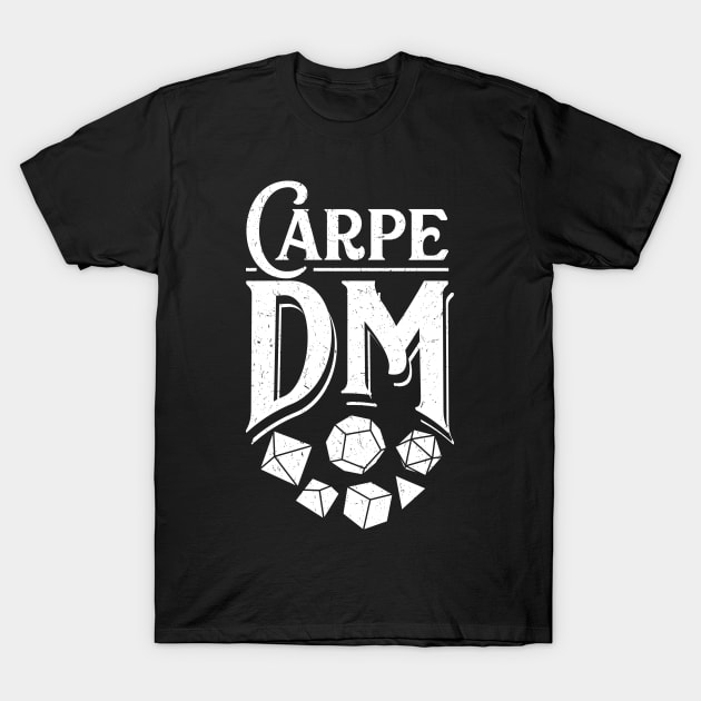 Funny Carpe DM Tabletop Gaming Gift Dragons D20 Dice Set Print T-Shirt by Linco